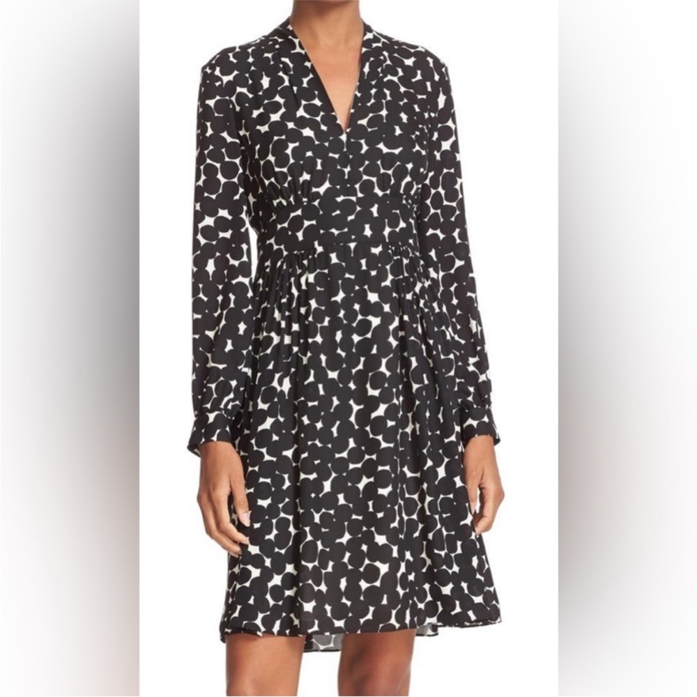 EUC Kate Spade Blot Dot Silk V neck dress